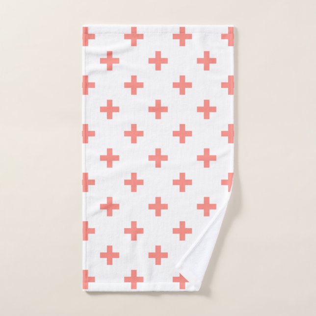 Peach polka croise sur blanc (Serviette à main)