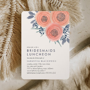 Peach Poppies Bridesservantes Luncheon Invitation