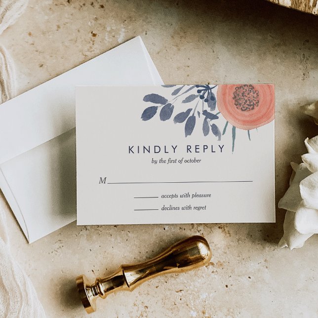 Peach Poppies Mariage RSVP Réponse (Créateur téléchargé)