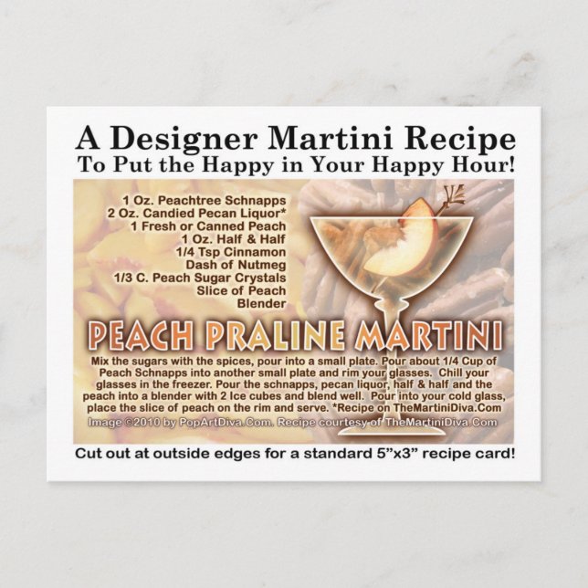 Peach Praline Martini Recette Carte postale (Devant)