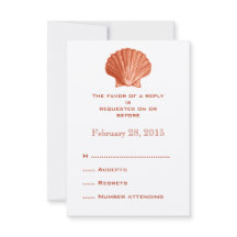 Peach Rattan Seashell Mariage Répondre Cartes RSVP