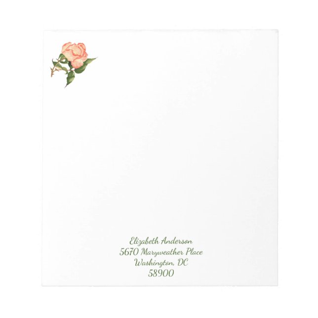 Peach rose aquarelle botanique Bloc-notes (Devant)