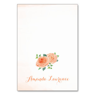 Peach Rose Aquarelle Cartes de lieu personnalisées