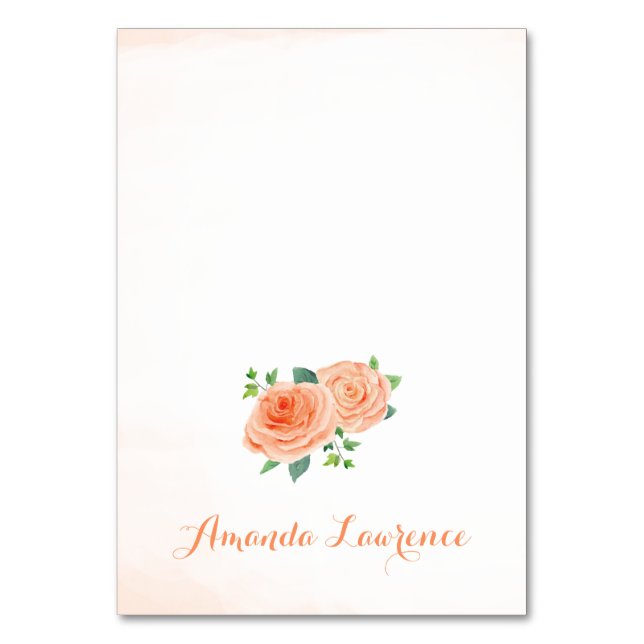Peach Rose Aquarelle Cartes de lieu personnalisées (Par défaut)