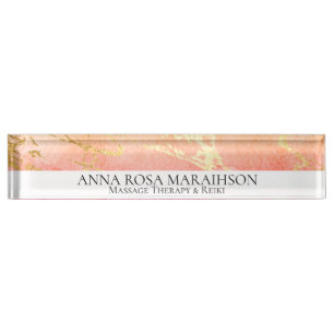 *~ Peach Rose Gold Foil AP3 Nom du bureau Plaque