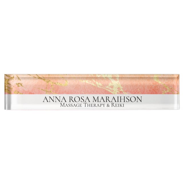 *~ Peach Rose Gold Foil AP3 Nom du bureau Plaque (Devant)