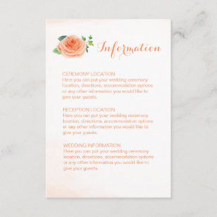 Peach Rose Mariage Information Cartes