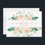 Peach Rose Verdure Typographie Conseils Cartes<br><div class="desc">Belles cartes de conseil roses de pêche à l'aquarelle et mariage de verdure luxuriante. Le mot "conseil" est fait dans une police manuscrite élaborée qui a de minuscules coeurs à chaque extrémité du mot. Personnalisez-vous avec vos propres informations ou laissez-vous tel quel.</div>