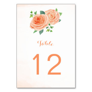 Peach Roses - Cartes Numéro de tableau