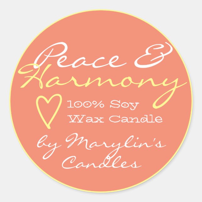 Peach Simple Candle Étiquettes avec Heart Pastel (Devant)