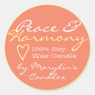 Peach Simple Candle Étiquettes avec Heart Pastel