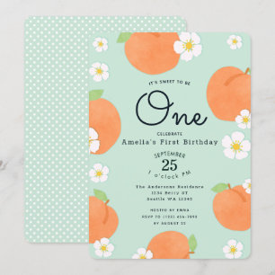 Peach Sweet to Be One 1st Birthday Invitation