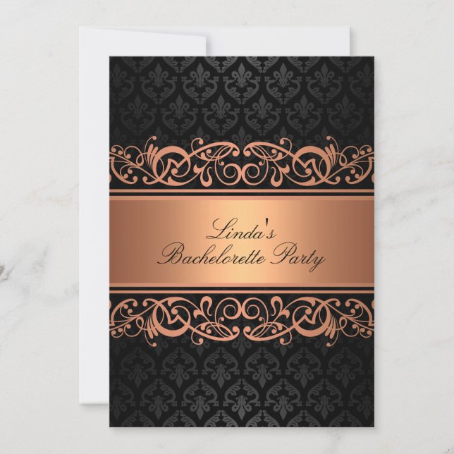 Peach Swirl Damask | Bachelorette Party Invitation (Devant)