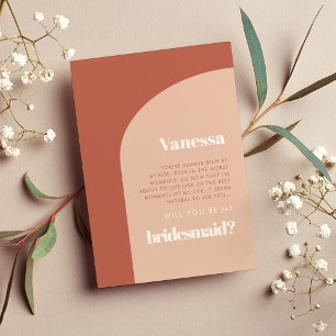Peach Terracotta arche Bridesmaid carte de proposi
