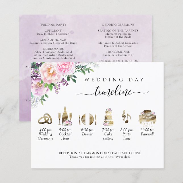 Peach violet et Mariage rose chronologie et progra (Devant / Derrière)