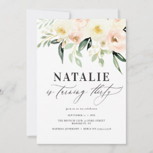 Peach watercolor floral trentième anniversaire fêt