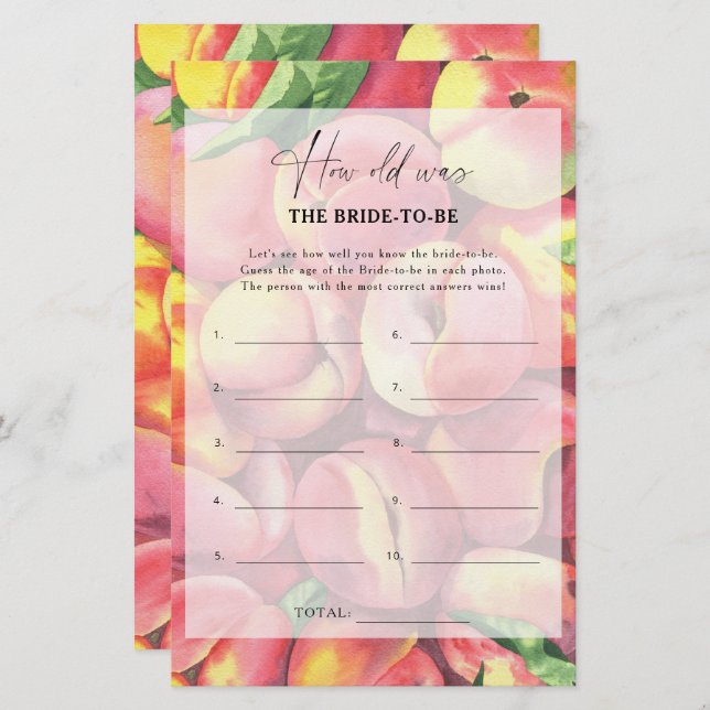 Peaches - Quel âge avait la mariée pour être jeu (Devant / Derrière)