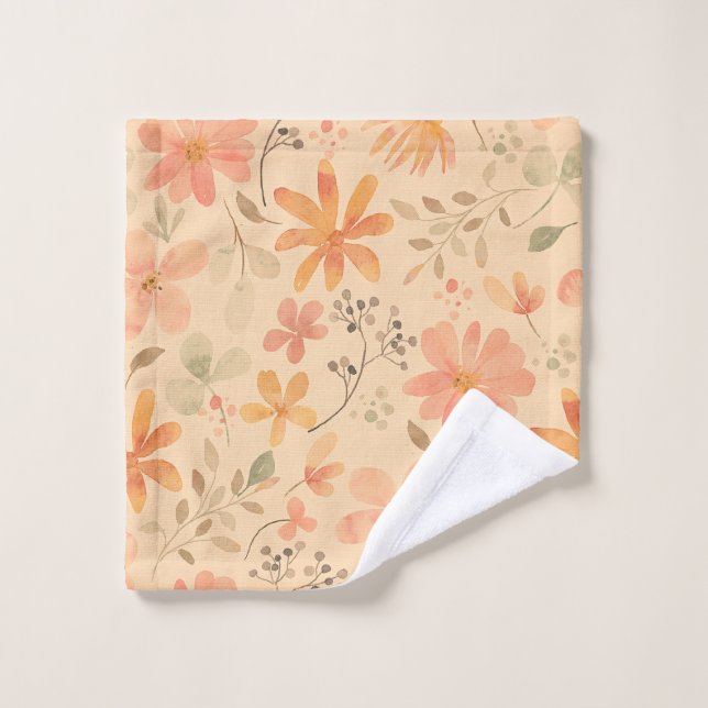 Peachy—motif floral rose doré (Gant de toilette)