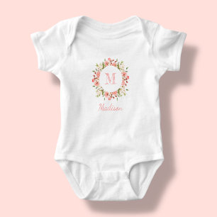 Peachy Pink Floral Body bébé personnalisé