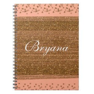 Peachy Pink & Gold Confetti Dots Notebook Journal