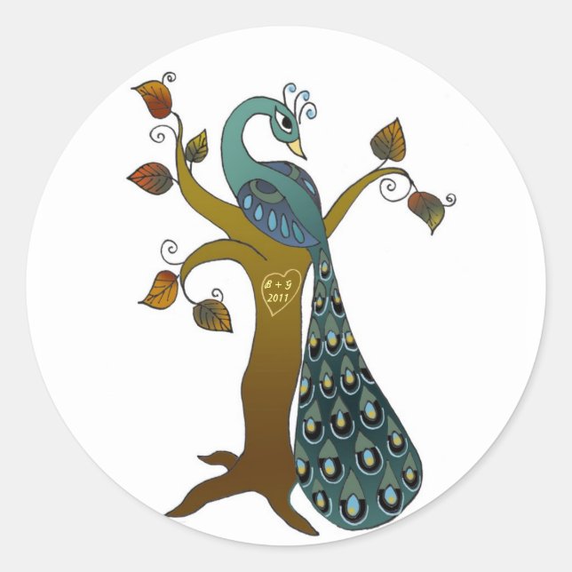 Peacock à l'automne - autocollants enveloppes (Devant)