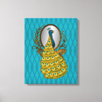 Peacock Admirant Sa Toile De Réflexion Imprimer