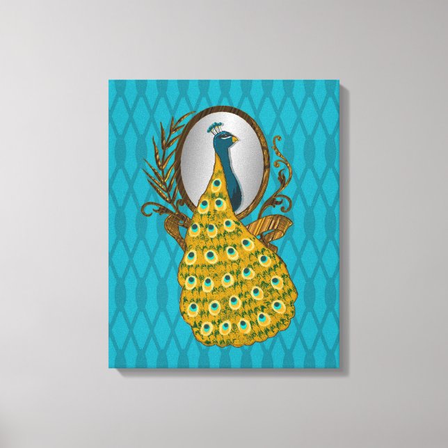 Peacock Admirant Sa Toile De Réflexion Imprimer (Recto)