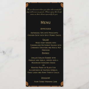 Peacock Art Déco Bronze et menu Mariage Floral