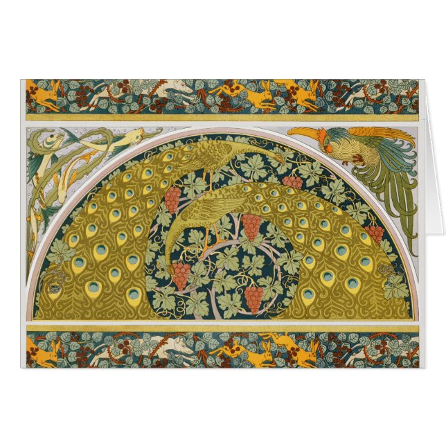 Peacock Art Nouveau Style rond design complexe (Devant horizontal)