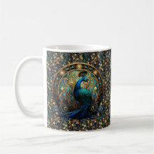 Peacock Art nouveau sur Ivy Coffee Mug 2