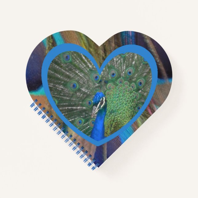 Peacock avec plumes Carnet en forme de coeur (Devant)