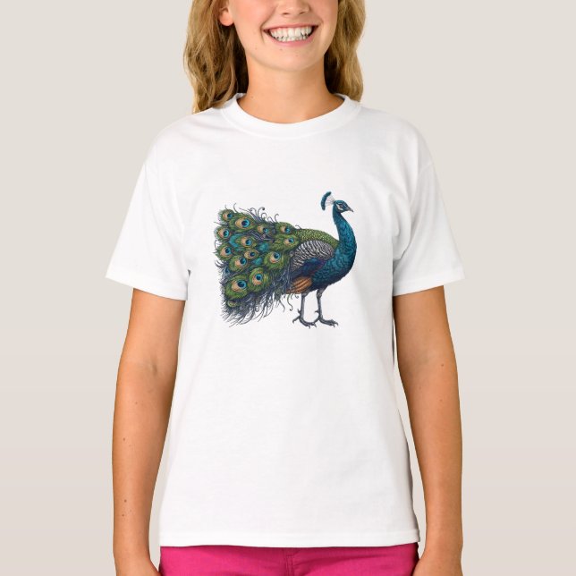 Peacock bird Kids Basic T-Shirt (Devant)