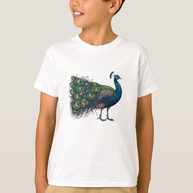 Peacock bird Kids Basic T-Shirt (Devant)