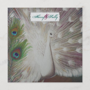 Peacock blanc et Faire-part de mariage de plume