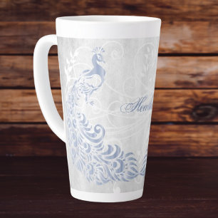Peacock bleu clair Latte Mug personnalisé