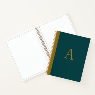 Peacock Blue Monogram Art Sketchbook Carnet Cadeau