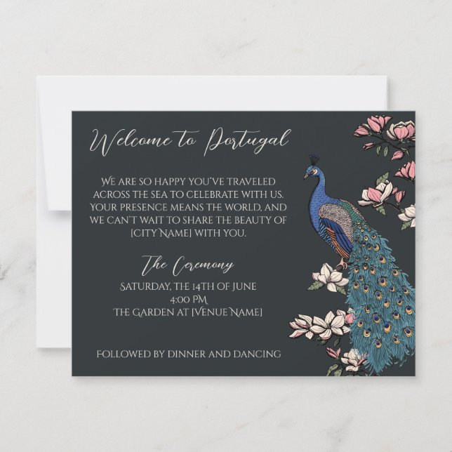Peacock Destination Wedding Welcome & Program (Devant)