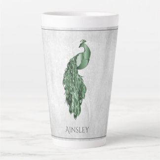 Peacock Elégant Vert Personnalisé Latte Mug