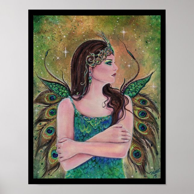Peacock Fairy fantasy art poster by Renee (Devant)