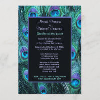 Peacock Feather Drame - Faire-part de mariage