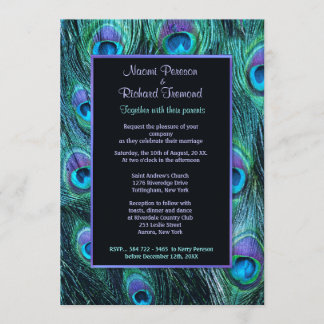 Peacock Feather Drame - Faire-part de mariage