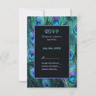 Peacock Feather Drame Faire-part de mariage - RSVP