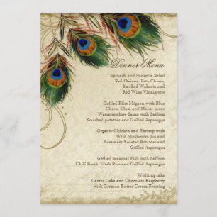 Peacock & Feather Elegant Matching Diner Menu