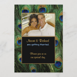 Peacock Feather Green - Faire-part de mariage phot