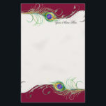 Peacock Feather n Swirls - Papeterie Mariage<br><div class="desc">Cette oeuvre originale a été conçue pour une collection mariage moderne et contemporaine. Il y a un ensemble complet de produits et peut être créé dans plusieurs coloris. Si vous souhaitez qu'il corresponde à votre mariage, faites-le nous savoir par e-mail et nous serons heureux de vous aider. Cette conception consiste...</div>