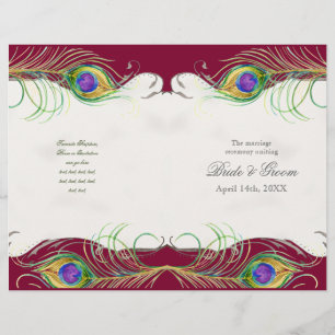 Peacock Feather n Swirls - Programme de mariage fo