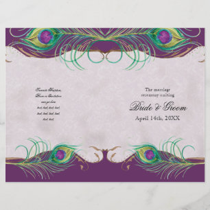 Peacock Feather n Swirls - Programme de mariage fo