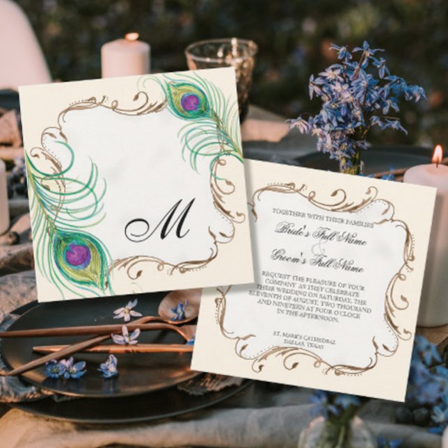 Peacock Feather n Swirls - Wedding Invitation (Créateur téléchargé)