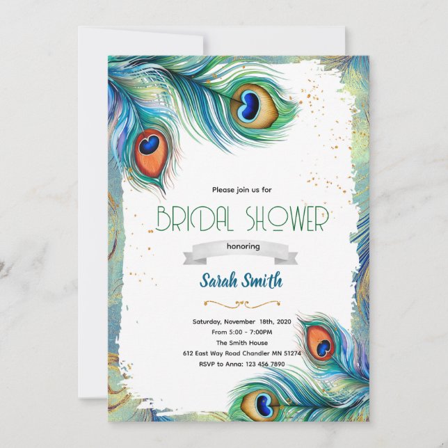 Peacock feather party invitation (Devant)