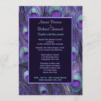 Peacock Feather Purple Drame - Faire-part de maria